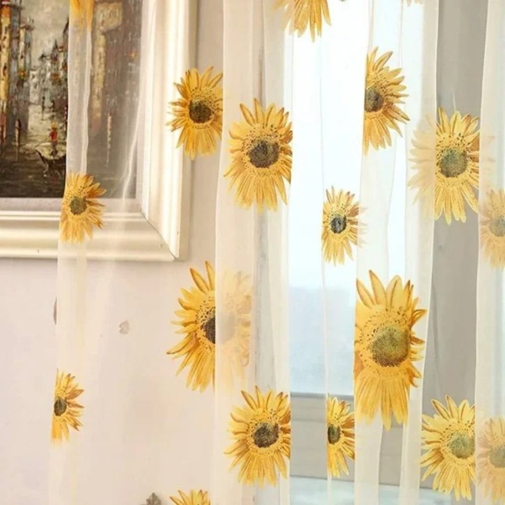 Curtains 2 Panels Sheer Sunflower 🌻
